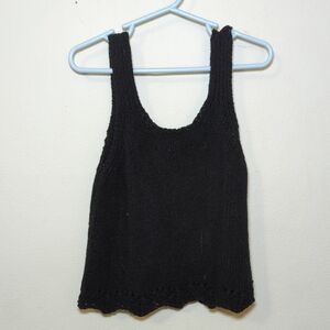 Art Class Crochet Black Tank Top Loose Knit Girls Size S 6/7